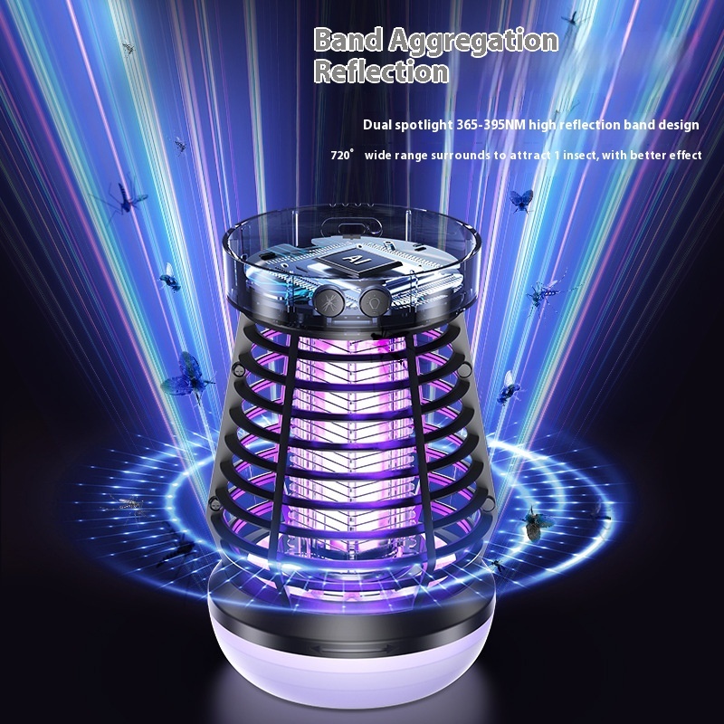 2in1 Mosquito Killer Lamp Electric Fly Catcher USB Rechargeable Electric Mosquito Swatter Electric Fly Trap With Night Light S0S Emergency Light Mosquito Killer Terrace Camping - Image 4